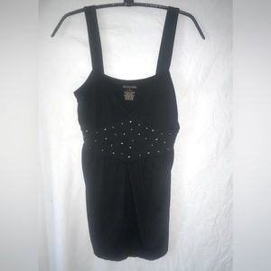 Black Tank Top with Metal Beaded Accents